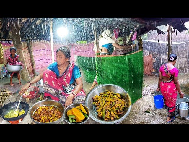 Village Life - It's Always Heavy Rain। Heavy Rain Village Morning Routine। Cooking Village Food Crab