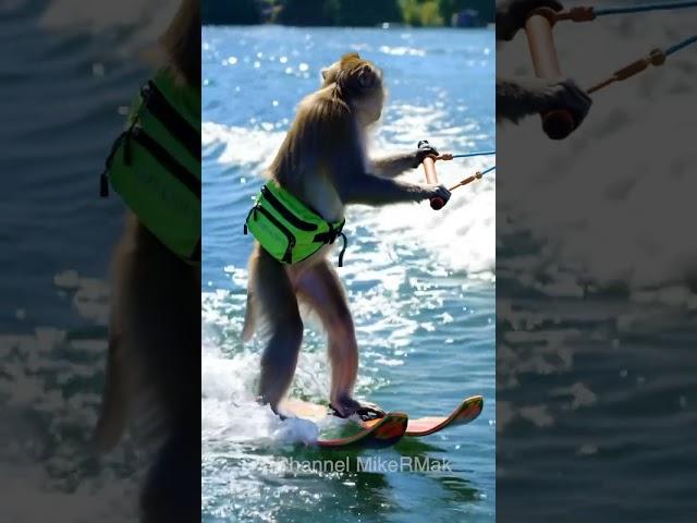 AI Monkey on water skis