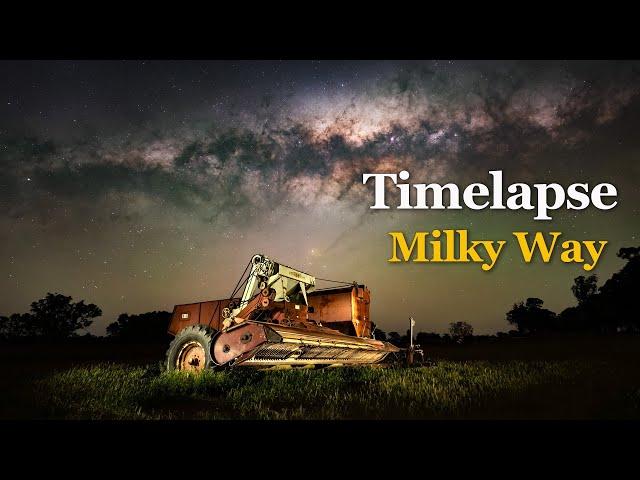 Timelapse Milky Way Farm Machinery