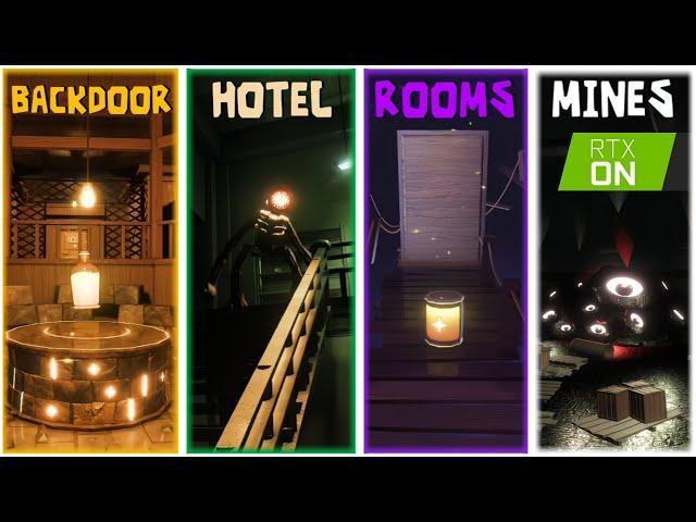 Полное Прохождение «The Backdoor» + «The Hotel» + «Rooms» + «The Mines» в DOORS | Роблокс (RTX 4K)