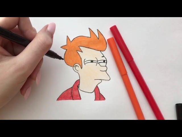 Как нарисовать Фрая из Футурами/How to draw Fray(Futurama)