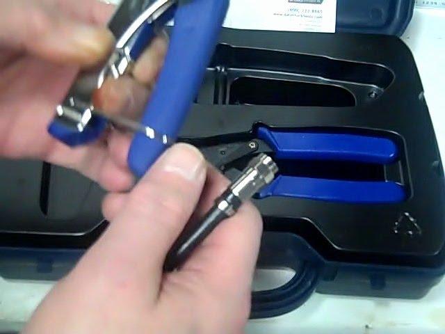 How to Install an F Compression Connector over RG6 Coax Cable using a Compression Tool