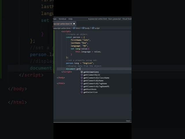 How to use setters in javascript #setter #getter #javascript #shorts
