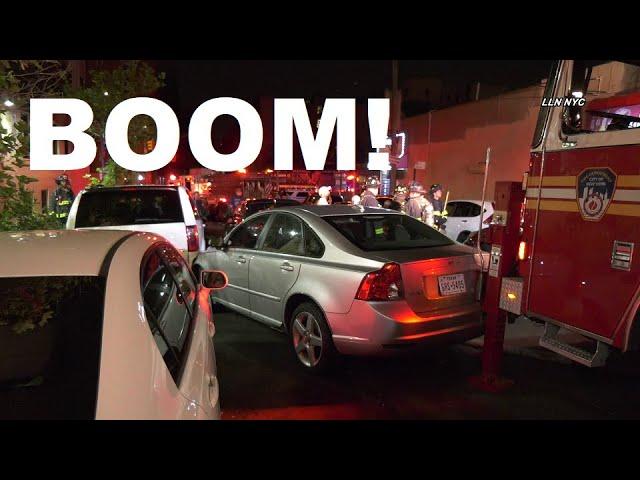 WOW FDNY Firetruck Plows Through Double Parked Cars to Fight Bronx Fire  8.28.21