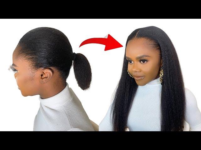 NO CROCHET! NO CORNROWS! Fake Full Natural Hair in 10minutes