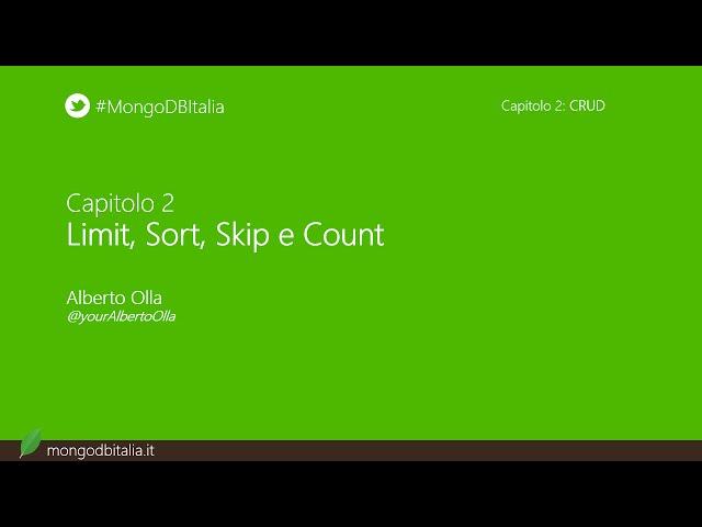 Limit, Sort, Skip e Count - Corso base di MongoDB