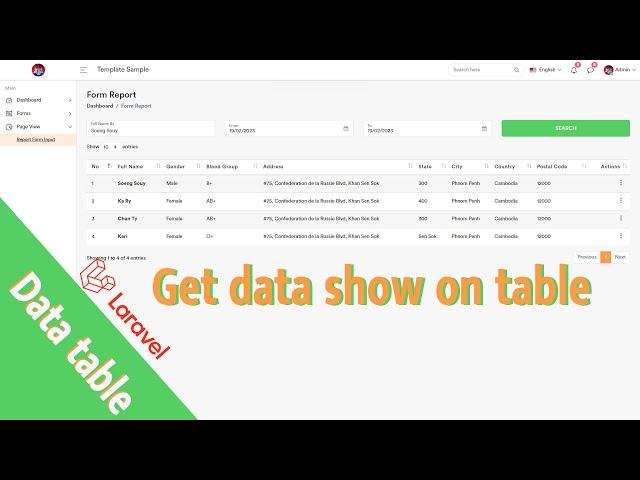 View data from DB show on table Laravel 9 | Sample Dashboard