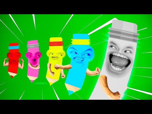 Funny Drawing Pencils (Yellow, Blue, Pink, Red & Gray) | D Billions Kids Songs