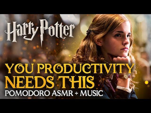  Harry Potter: Pomodoro Session 25/5 ️ Hogwarts ASMR + Radio  Productivity Timer with Sounds