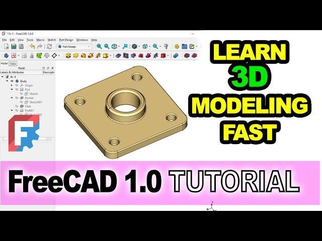 FreeCAD 1 0 Tutorial #3 | Learn to create 3D Model in minutes | How to create 3D model in FreeCAD
