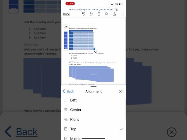 Add edit and delete tables in Microsoft word 365 on an iPhone