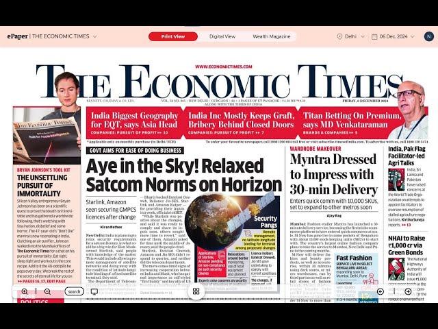 6 December 2024 | The Economic Times Newspaper | Profitnama | Daily Finance & Business News Analysis