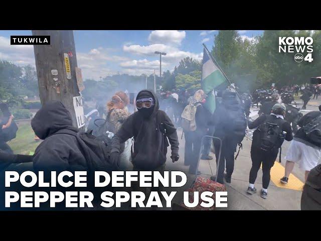 Tukwila police clarify on DHS facility blockade clash, use of pepper spray on protesters