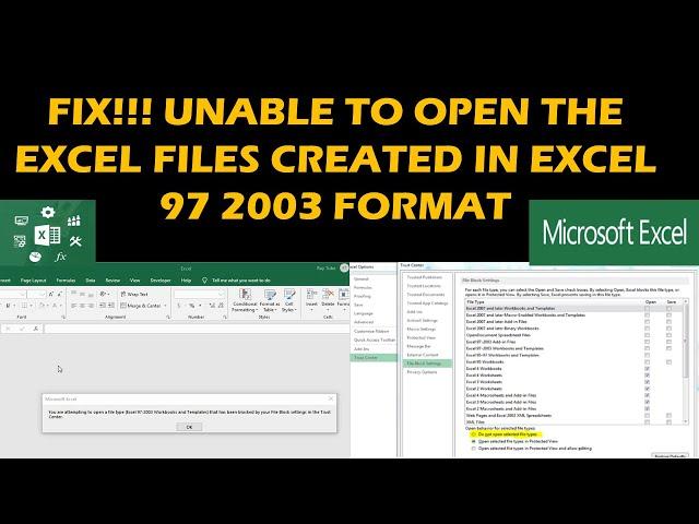 FIX!!! Unable to open the excel files created in Excel 97 2003 format