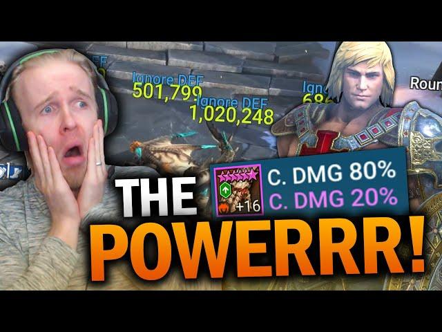 BUILDING HE-MAN! NEW BEST GOD DAMAGE NUKER - Raid Shadow Legends Build Guide