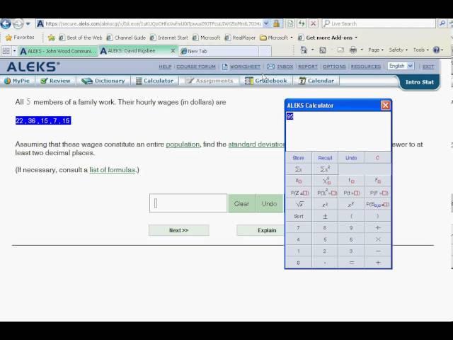B 012 Shortcut formula for ALEKS calculator