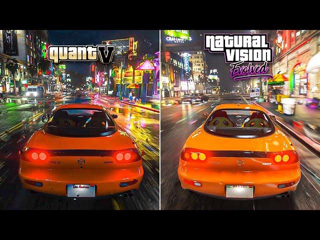 GTA V: QuantV vs NaturalVision Evolved - 4K Graphics Comparison - Ray Tracing PC Gameplay - 2022 MOD