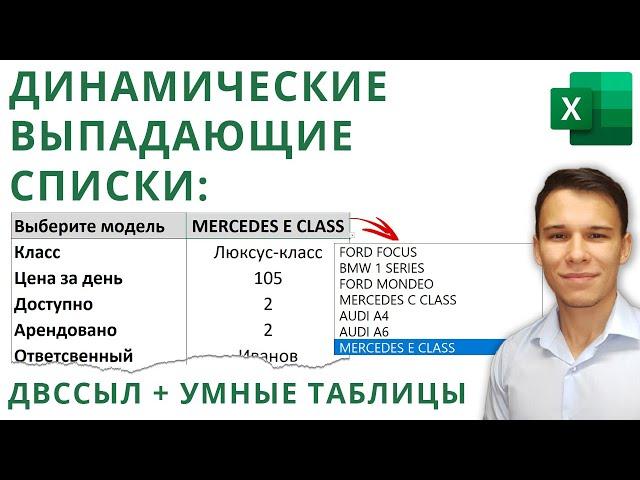 Динамические выпадающие списки, ДВССЫЛ и Умные Таблицы - Функции Excel (7)