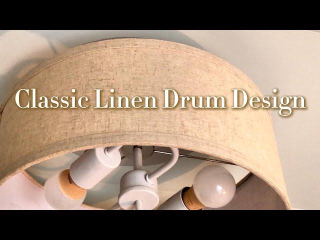 Flush Mount LED Ceiling Light 13" Fabric Linen Drum Style