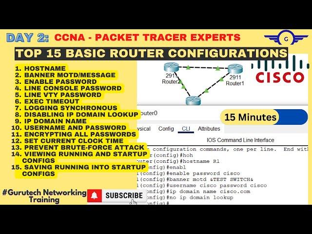 CCNA DAY 2: Top 15 Basic Router Configuration Commands Using Cisco Packet Tracer | FREE CCNA 200-301