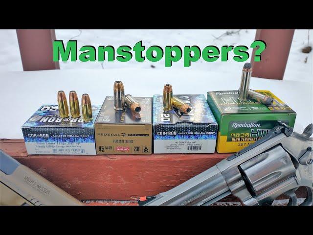 Testing the Highest Manstopper Rounds - .357 Mag, 9mm, .40 S&W & .45 ACP - Marshall and Sanow List