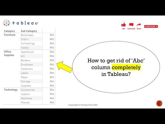 How to get rid of 'Abc' column COMPLETELY in Tableau? | Advance Tableau