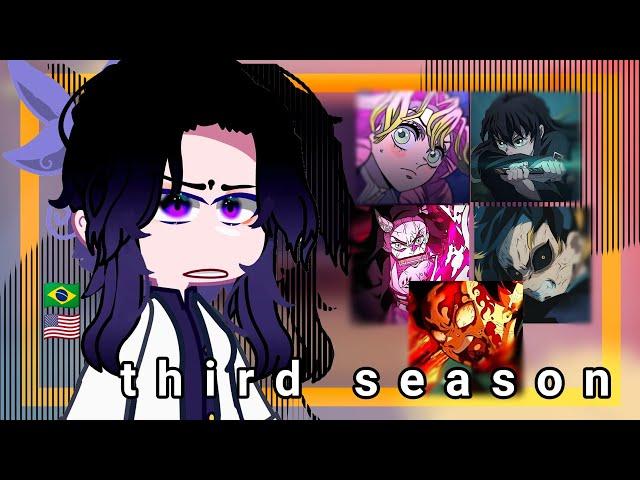 •|Hashiras react to season 3//  Tanjiro, Nezuko, Muichiro, Mitsuri and Genya/KNY/