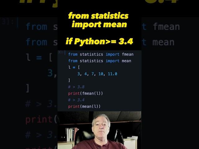 MODERN Python way to find mean/average of list of numbers  #shorts