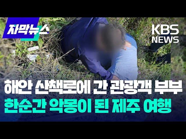 [자막뉴스] 해안 산책로에 간 관광객 부부…한순간 악몽이 된 제주 여행 / KBS 2024.05.08.