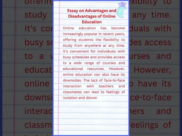 Essay on Advantages and Disadvantages of Online Education