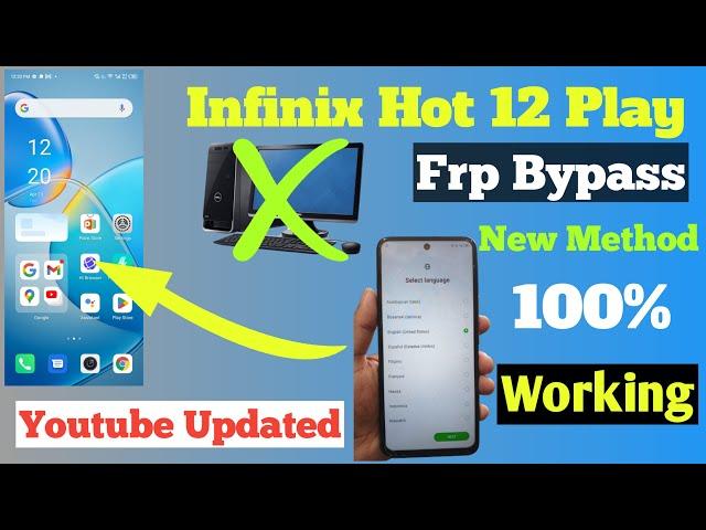 Infinix HOT 12 /12 Play /12 Pro FRP BYPASS | "Youtube Updated" (without pc) New Method 100% Working