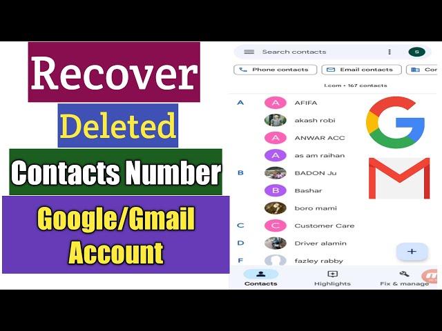 How To Recover Deleted Contacts Number From Google Account