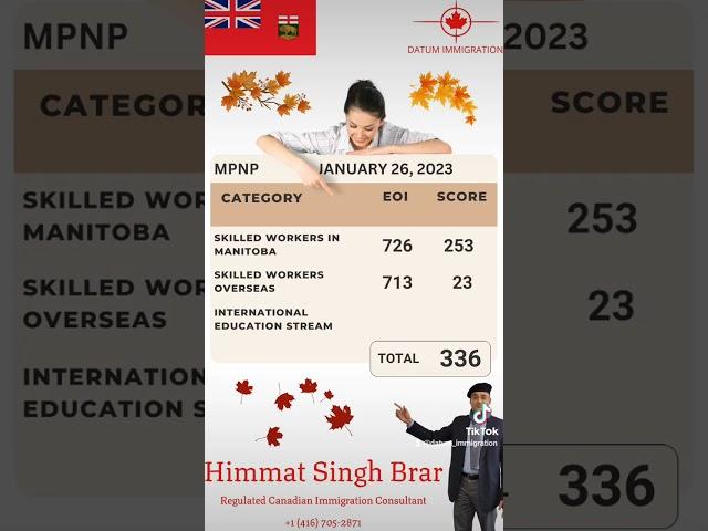 MPNP Skilled Workers in Manitoba - draw on 26th January. Cut-off score - 726, EOIs issued - 253.