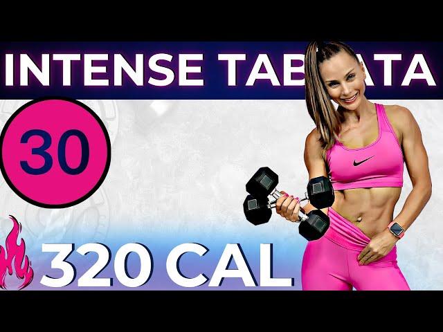 30-MIN INTENSE TABATA WORKOUT + ABS (total body metabolic weight loss, lean muscle + belly fat)