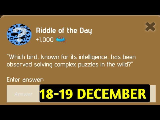 Riddle Of The Day Zoo 18-19 December | Zoo Riddle Of The Day Code | Riddle Of The Day Zoo