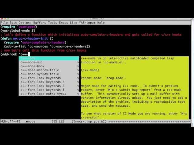 Emacs as a C/C++ Editor/IDE (Part I): auto-complete, yasnippet, and auto-complete-c-headers