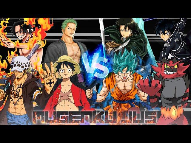 Luffy Wano, Zoro Onigashima, Trafalgar Law, Ace VS Goku LB, Kirito, Levi, Incineroar in MUGEN JUS