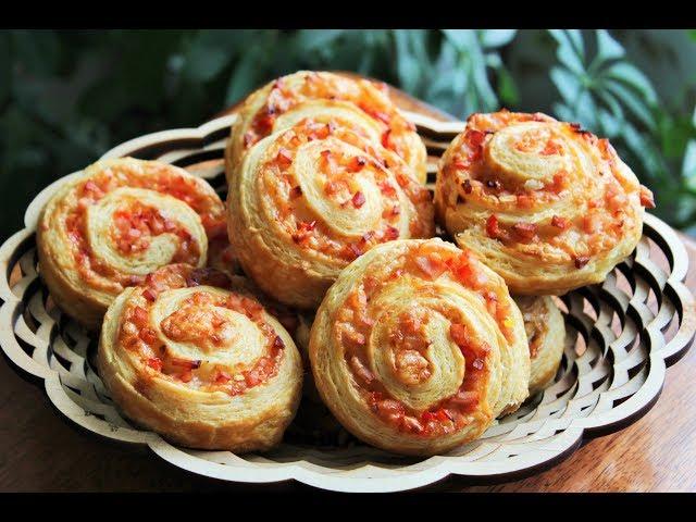 СЛОЕНЫЕ РУЛЕТИКИ-"УЛИТКИ" с ветчиной и сыром! Быстро, вкусно и просто!