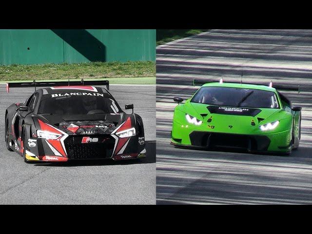 2016 Audi R8 GT3 vs Lamborghini Huracan GT3 - Testing On Track with Pure Sounds