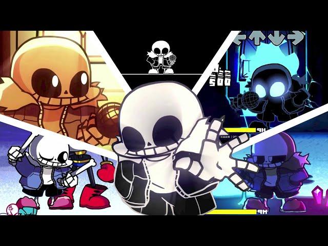 All Of Sans!! (vs Indie Cross FNF) And Cutscenes