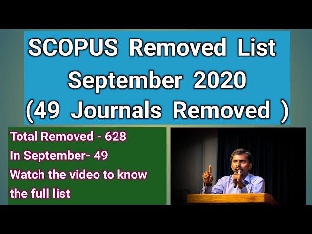 SCOPUS Journals Removed List September 2020 | Milton Joe