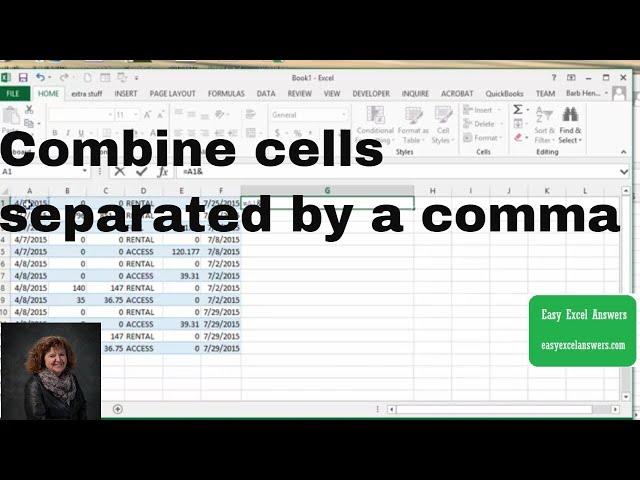 Combine cells separate by a comma in Excel