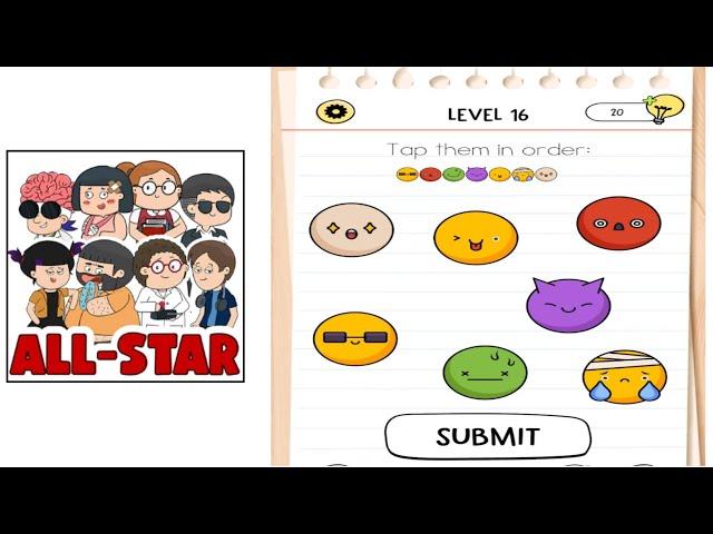 Brain test all star level 16 tap them in order Gameplay walkthrough solution