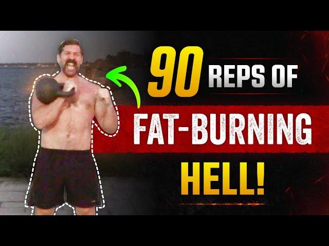 4 Minute Single Kettlebell "Strength Cardio" Routine [90 Reps of Pure HELL!] | Coach MANdler