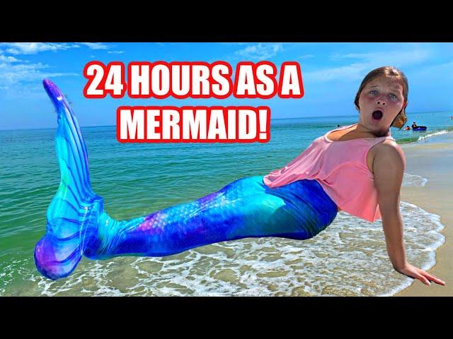 24 Hours as a Mermaid in the Ocean! Aubrey Wears a Mermaid Tail for 24 Hours