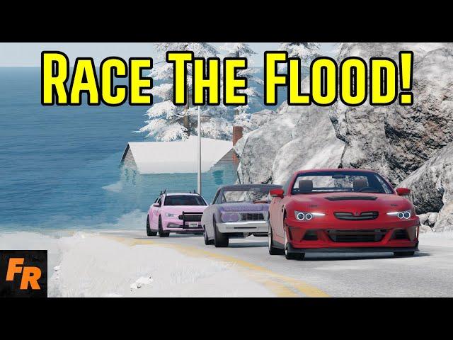 Race The Flood! - The Icy Mountain Climb - BeamNG Drive