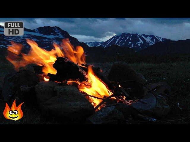 Crackling Campfire on the Windy Tundra of Norway (HD)