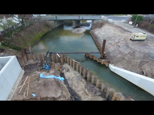 Drohnenaufnahme vom 4.3.2023 an der Baustelle bei der Berkelmühle in Stadtlohn.