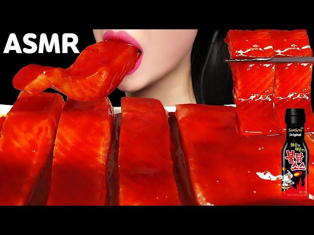 ASMR SALMON SPICY FIRE CHICKEN SAUCE 불닭소스 연어회 먹방 EATING SOUNDS MUKBANG NO TALKING