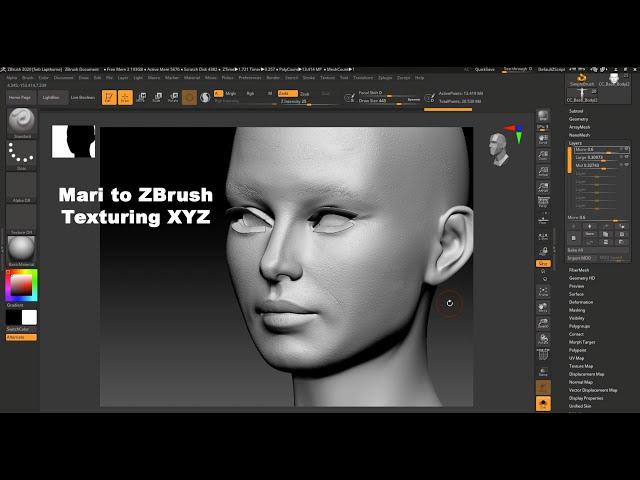 Mari to ZBrush Workflow - Texturing XYZ